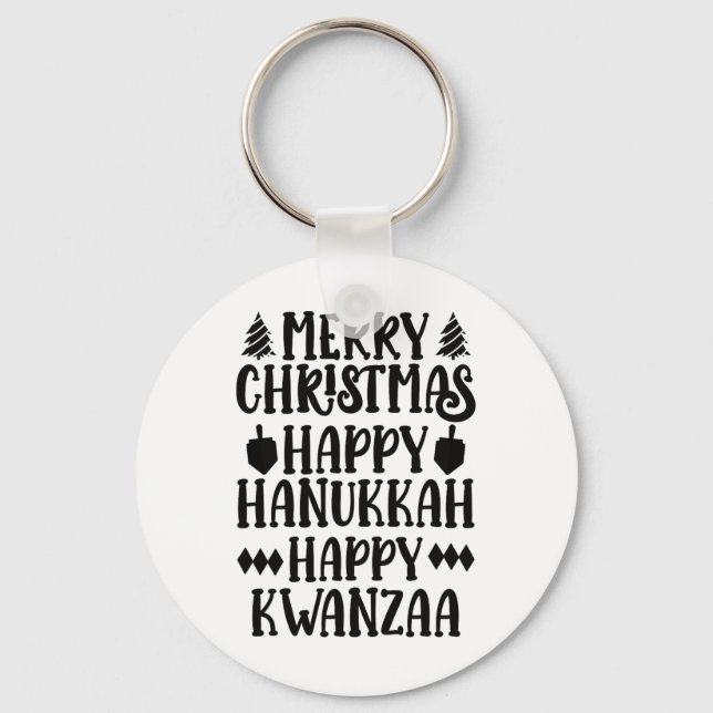Chaveiro Feliz Natal Hanukkah Feliz Kwanzaa 6 (Frente)