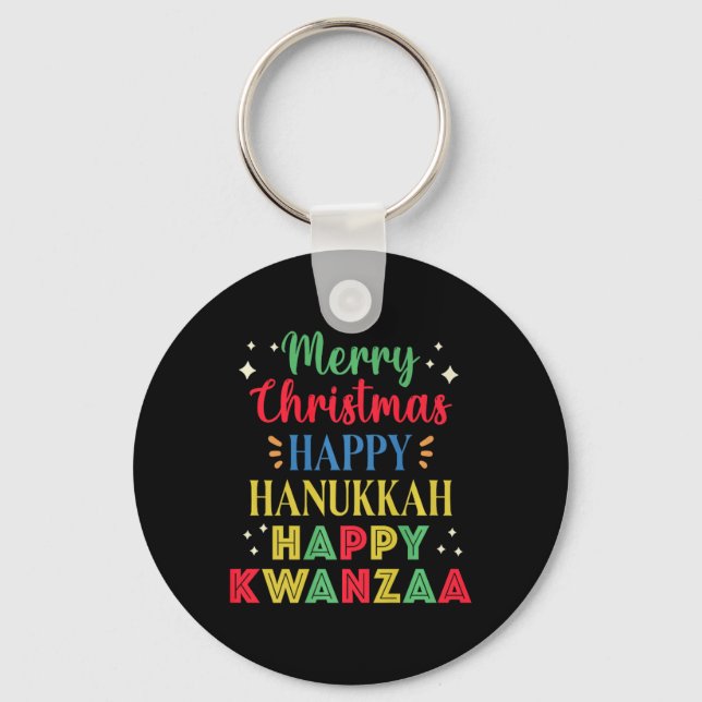 Chaveiro Feliz Natal Hanukkah Feliz Kwanzaa 9 (Frente)