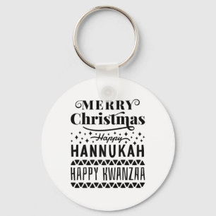 Chaveiro Feliz Natal Hanukkah Happy Kwanzaa