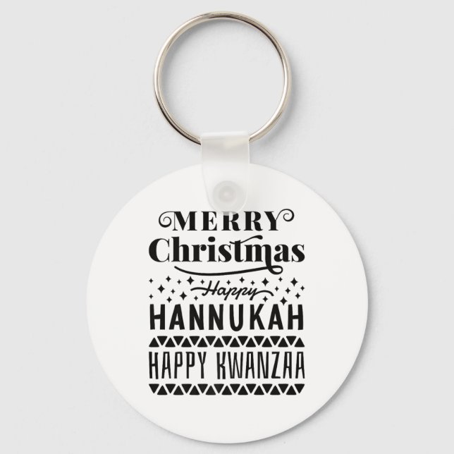 Chaveiro Feliz Natal Hanukkah Happy Kwanzaa (Frente)
