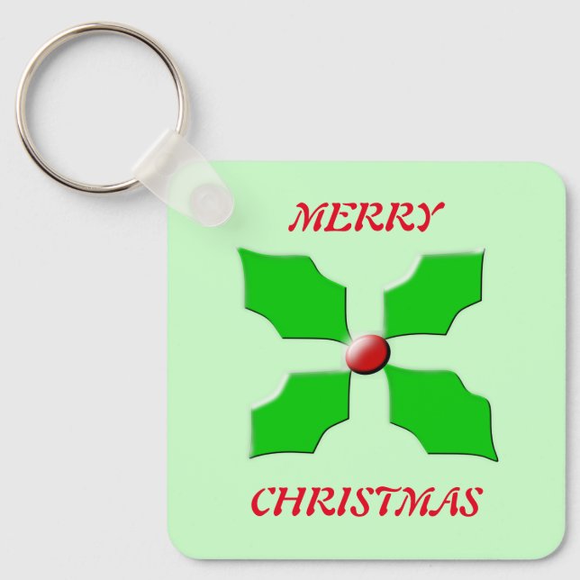 Chaveiro Feliz Natal Holly Personalizado (Frente)