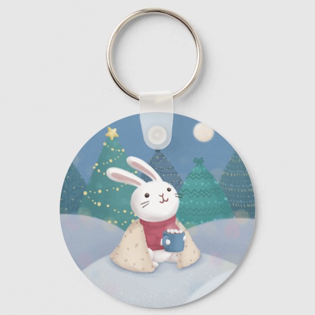 Chaveiro Feliz Natal: Ilustração Coelhinha (Frente)