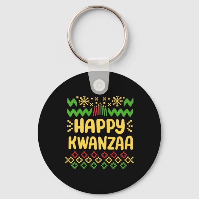 Chaveiro Feliz Natal Kwanzaa Estilo de Suéter Feio Africano (Frente)