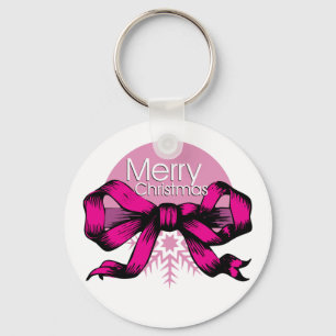 Chaveiro Feliz Natal Laço Rosa