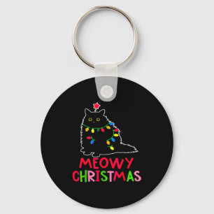 Chaveiro Feliz Natal Luzes de Natal Pijama de Gato Preto Fa
