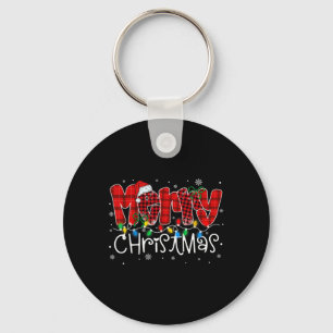 Chaveiro Feliz Natal Luzes Santa Hat Matriz da Família Xmas