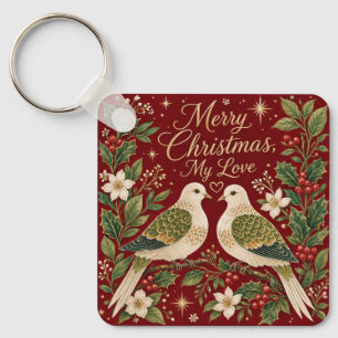 Chaveiro Feliz Natal Meu Amor Rolas-Turtas Azevinho