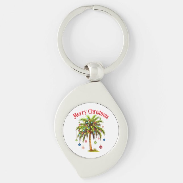 Chaveiro Feliz Natal Palm Tree Light Havaiana Tropical (Frente)