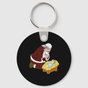 Chaveiro Feliz Natal Papai Noel ajoelhado com por