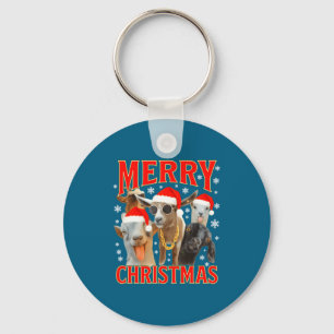 Chaveiro Feliz Natal Papai Noel Cabra Engraçado Natal Cabra