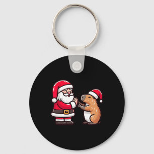 Chaveiro Feliz Natal Papai Noel Capybara High-fiving X