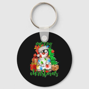 Chaveiro Feliz Natal Pinguim Luz Santa Hat Funn