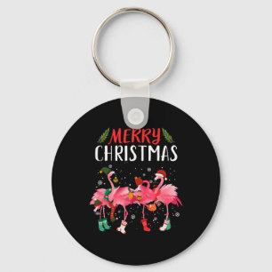 Chaveiro Feliz Natal Pink Flamingo Árvore de Natal Xmas