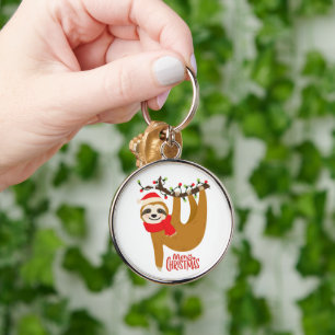Chaveiro Feliz Natal Preguiça Festiva Fofa
