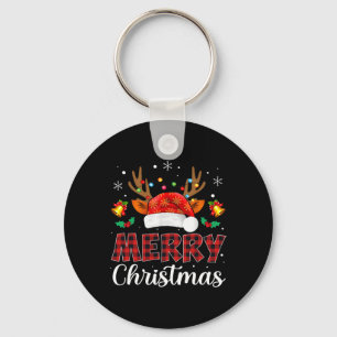 Chaveiro Feliz Natal Red Santa Hat Reindeer Família Xmas