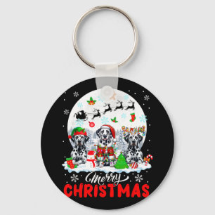 Chaveiro Feliz Natal Três Papais noeis Elf Reindeer Dalmati