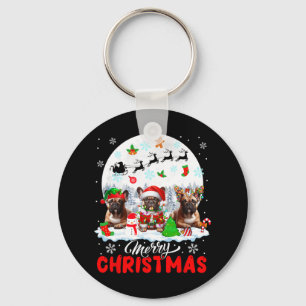 Chaveiro Feliz Natal Três Papais noeis Elf Reindeer French