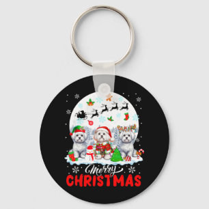 Chaveiro Feliz Natal Três Papais noeis Elf Reindeer Maltese