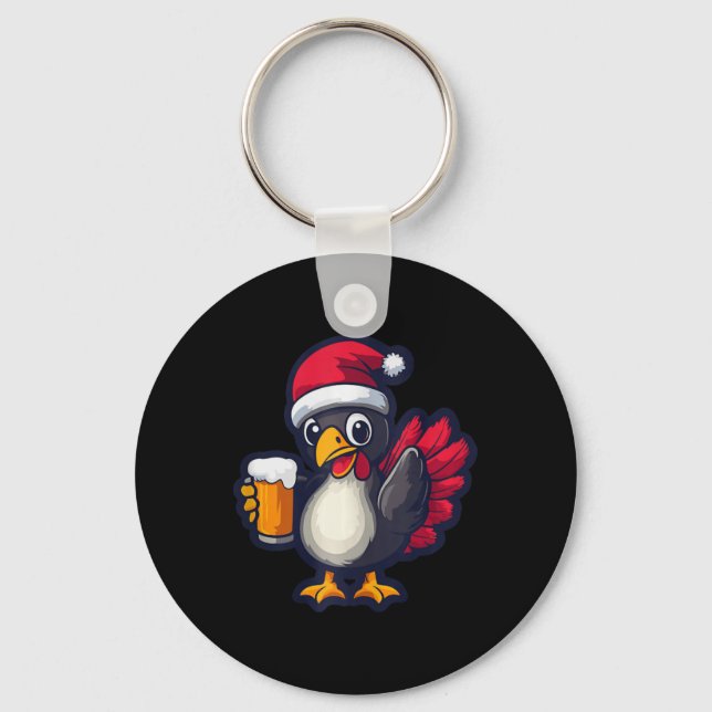 Chaveiro Feliz Natal, Turca Animal Com Bicho De Cerveja (Frente)