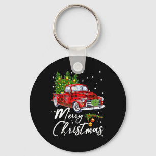 Chaveiro Feliz Natal Vagão de Vintage Red Truck Fam