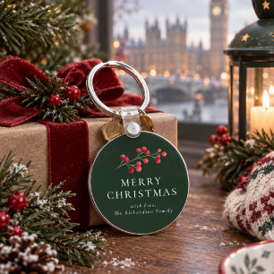 Chaveiro Feliz Natal Verde Personalizado Família