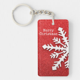 Chaveiro Feliz Natal Vermelho e Neve Branca