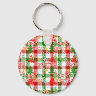 Chaveiro Feliz Natal Xadrez Decorativa Tartan