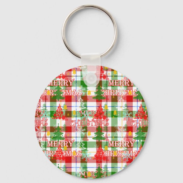 Chaveiro Feliz Natal Xadrez Decorativa Tartan (Frente)