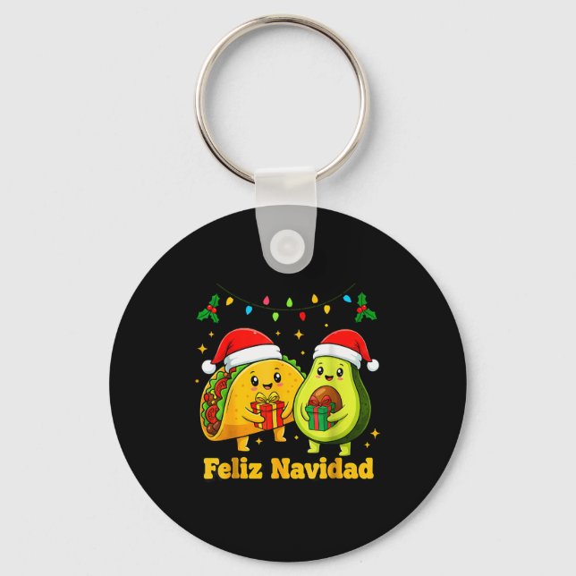 Chaveiro Feliz Navidad Avocado Tacos Mexican Xmas Family Ma (Frente)