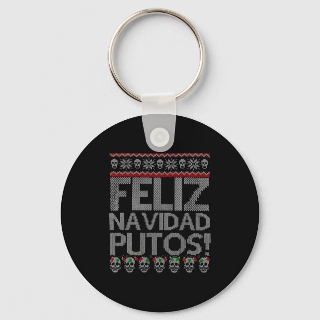 Chaveiro Feliz Navidad Putos Chingon Ugly Xmas Sweater Chri (Frente)