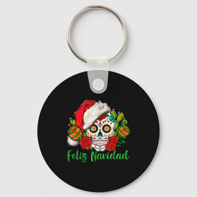 Chaveiro Feliz Navidad Sugar Skull Mexican Christmas  (Frente)