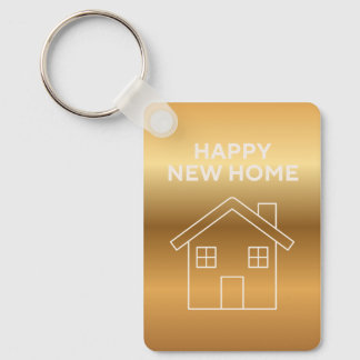 Chaveiro Feliz Nova Casa - Fundo Gradiente Dourado