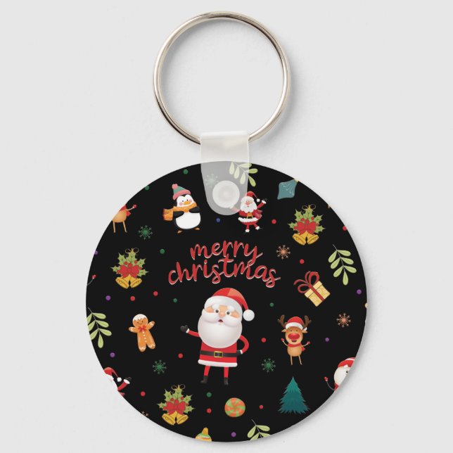 Chaveiro Feliz Padrão de Natal (Frente)