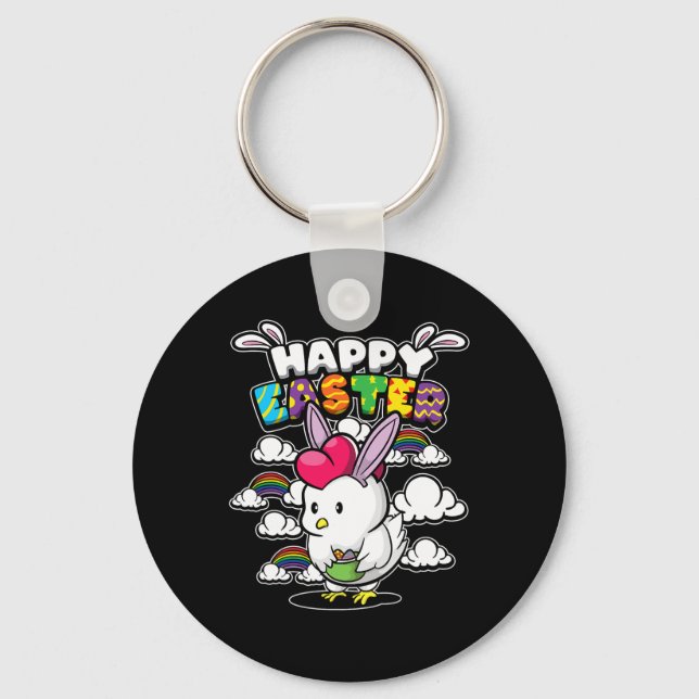 Chaveiro Feliz Páscoa - Animais da Páscoa - Galinha Disfarç (Frente)