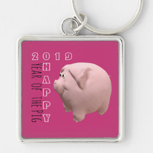 Chaveiro Feliz PIg personalizado Ano 3D Escolher Cor Chavei