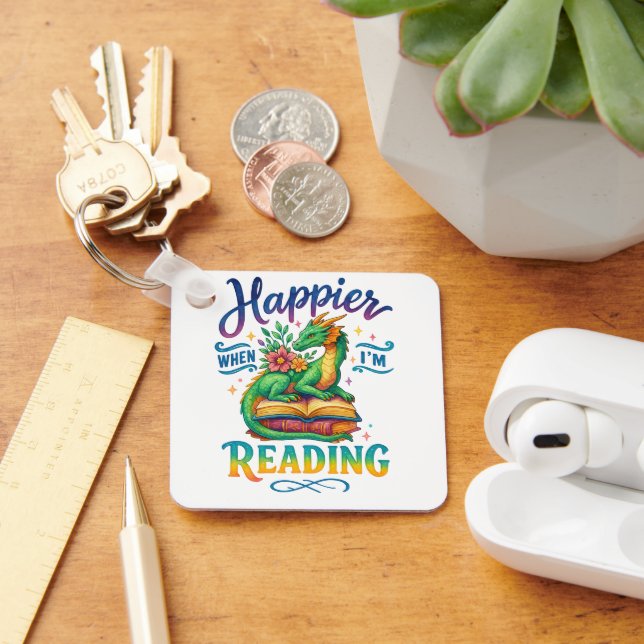 Chaveiro Feliz quando estou lendo (Mesa)