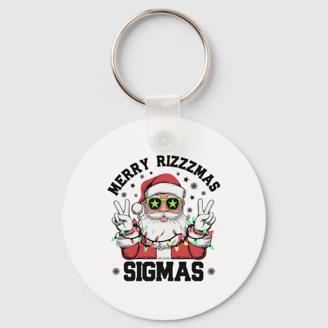 Chaveiro Feliz Rizz Mas Sigmas Engraçado Papai Noel Natal (Frente)