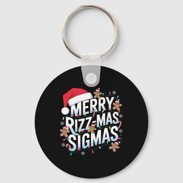 Chaveiro Feliz Rizz Mas Sigmas Engraçado Papais noeis de Na (Frente)