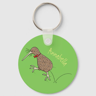 Chaveiro Feliz salto em kiwi com design de desenho de arco