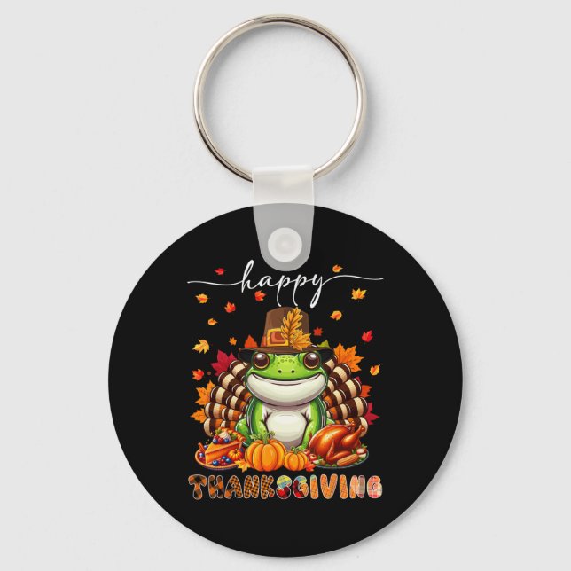 Chaveiro Feliz Sapo de Ação de Graças Figurino Turquia Cai  (Frente)