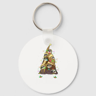 Chaveiro Feliz Slothmas Cute Xmas Preguiça Chapéu de Papai