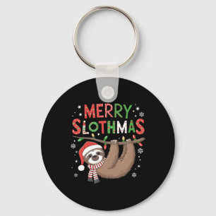 Chaveiro Feliz Slothmas Santa Hat Pijamas Sloth Lover Girls