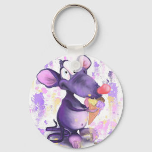 Chaveiro Feliz Sorvete de Rato Roxo - Pintura Engraçada