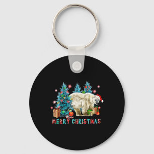 Chaveiro Feliz Urso Polar De Natal E Luzes De Árvore Xmas M