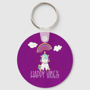 Chaveiro Feliz Vibes Typografia Cute Smiling Unicorn