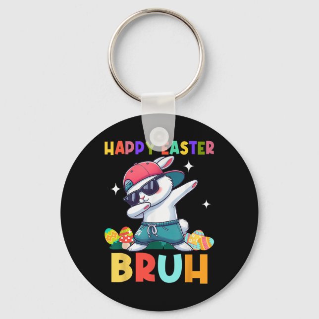 Chaveiro Felz pascoa Bruh Bunny Dab Rabbit Boys Crianças (Frente)