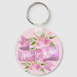 Chaveiro Feminino Bonito Chic Floral Bege Rosa Olá Magnífic