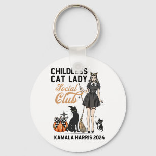 Chaveiro Feminista da Mulher do Gato Infantil Votando Bruxa