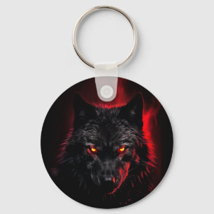 Chaveiro Fenrir - Lobo Negro com Olhos Vermelhos