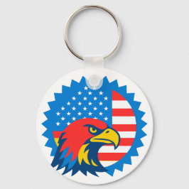 Chaveiro Férce Bald Eagle sobre o pavilhão norte-americano